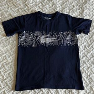 Lacoste Navy Blue Kids Tee with White Graphic